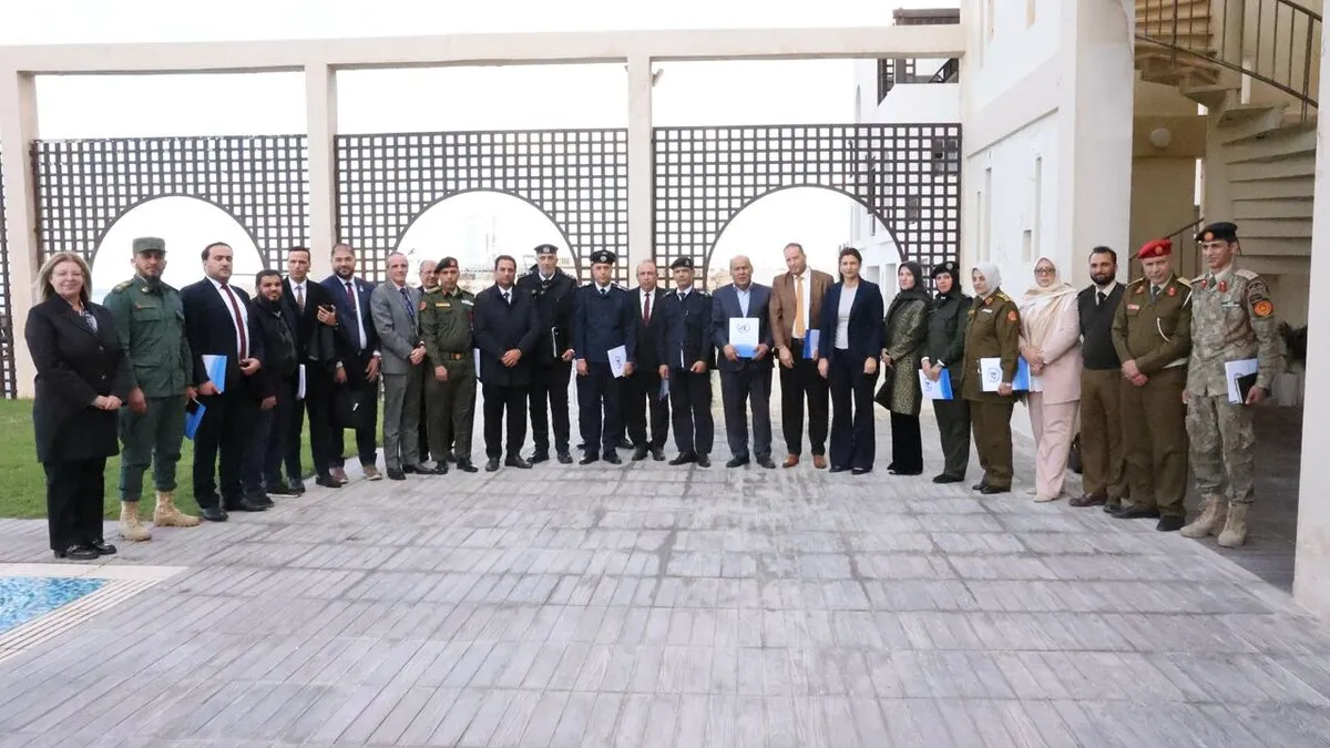 Group photo for UNSMIL-facilitated symposium on the implementation of the Code of Conduct for Military and Security units and institutions participants 