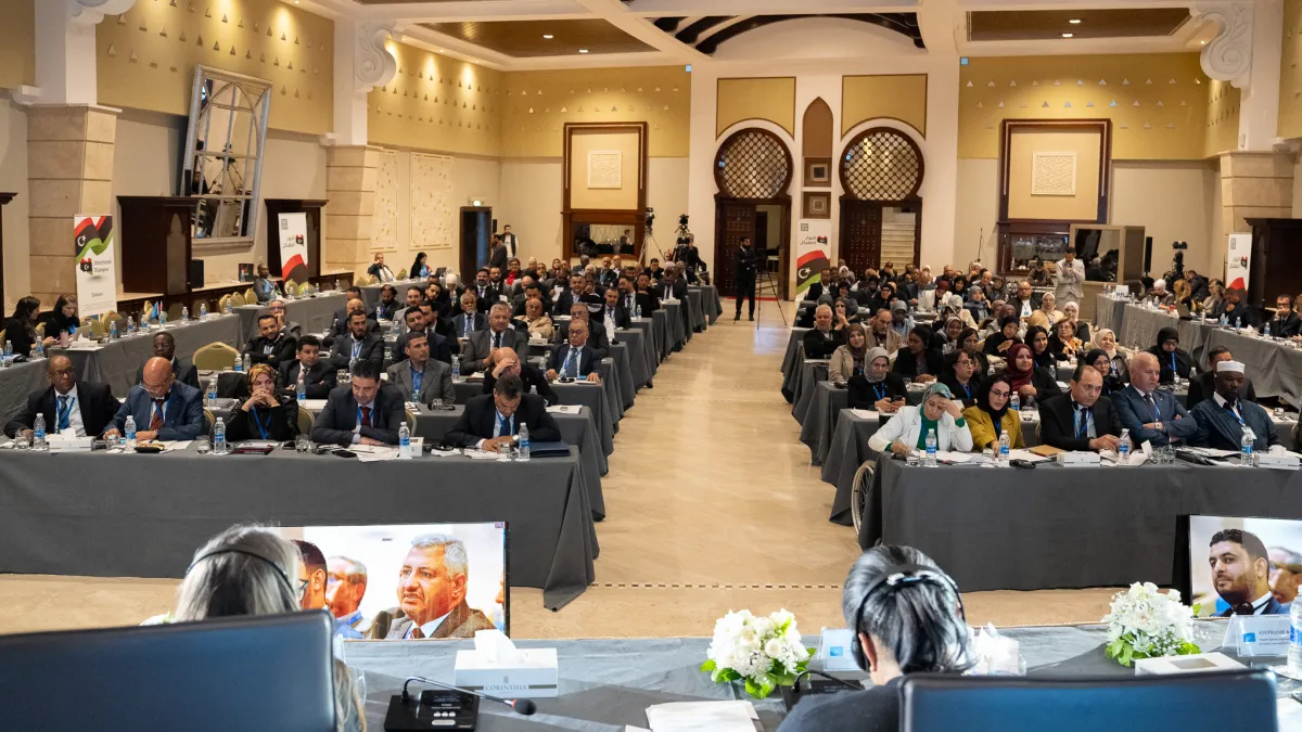 Photo from the first day of the inaugural plenary session of the Structured Dialogue with the Special Representative of the Secretary-General, Ms. Hanna Tetteh, 14 December 2025