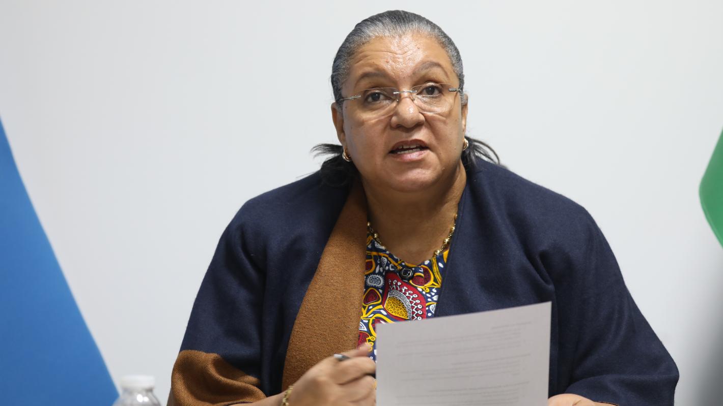 SRSG Tetteh while participating in a zoom