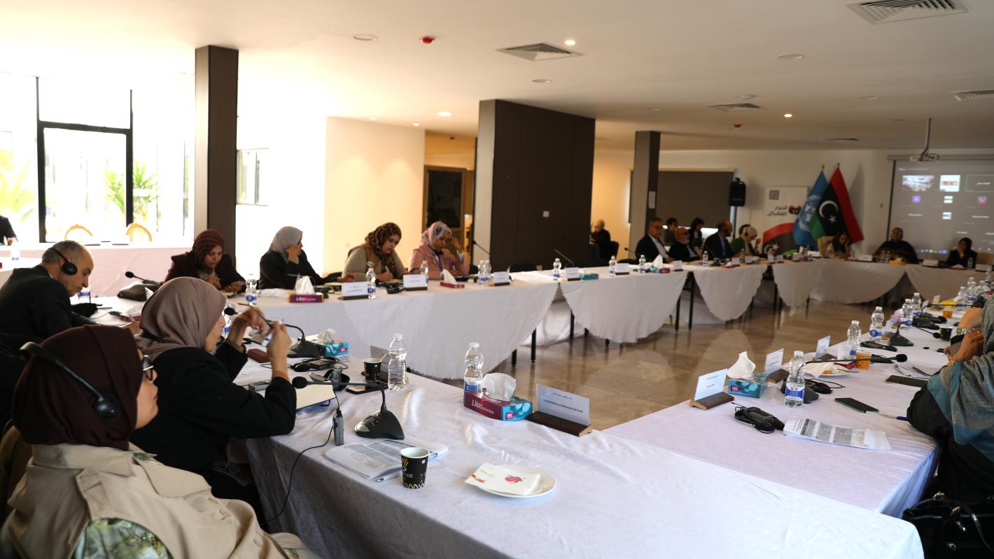 Members of the national reconciliation track of the structured dialogue in a meeting