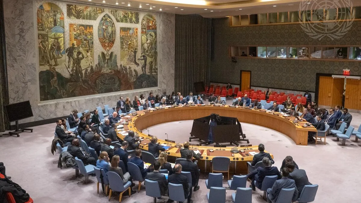 A wide view of the Security Council meeting on the situation in Libya. 
