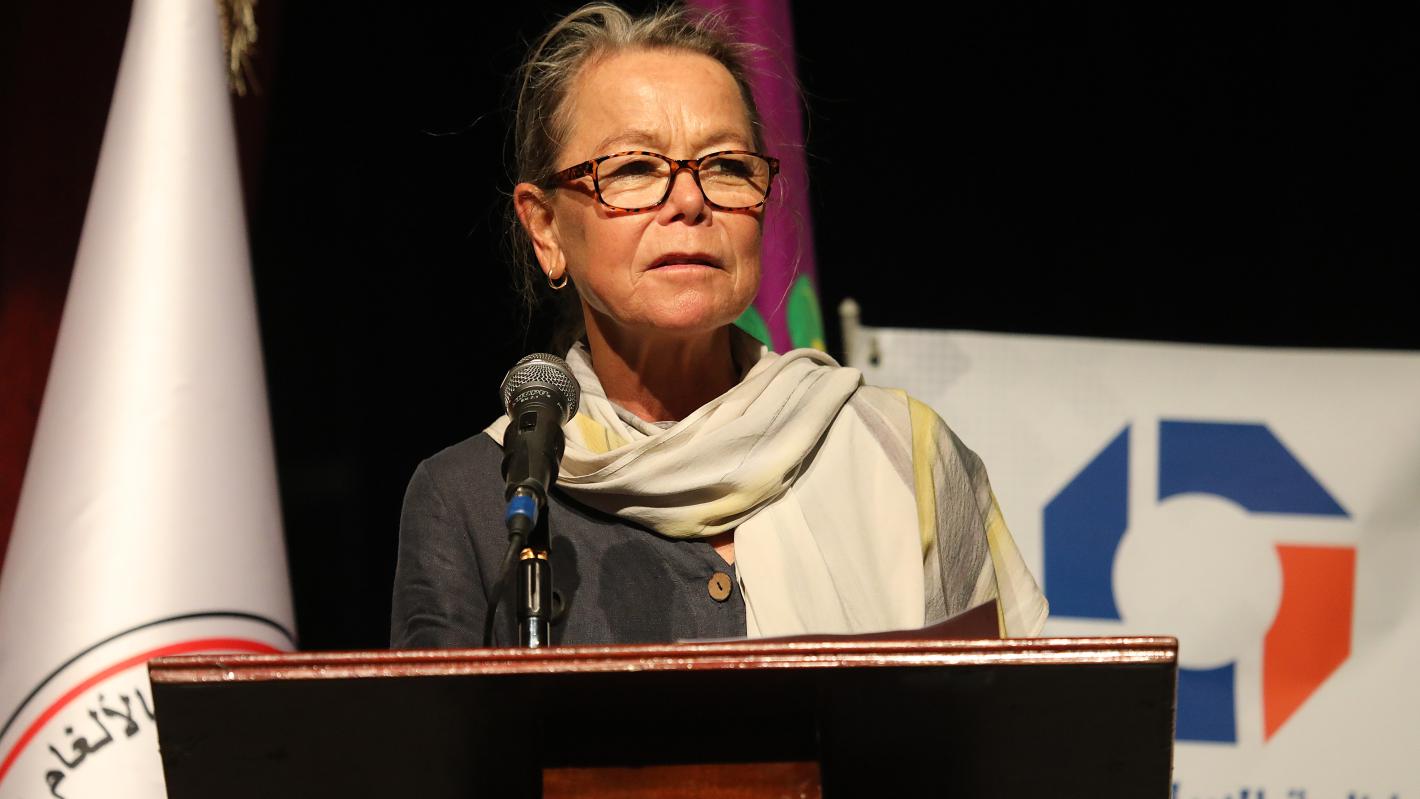 Deputy Special Representative of the Secretary-General and Resident Coordinator in Libya, Ulrika Richardson, giving her remarks