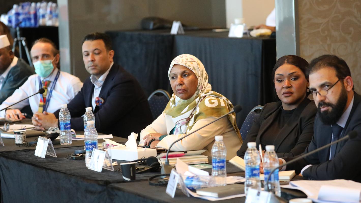 Members of the security track at a meeting in april