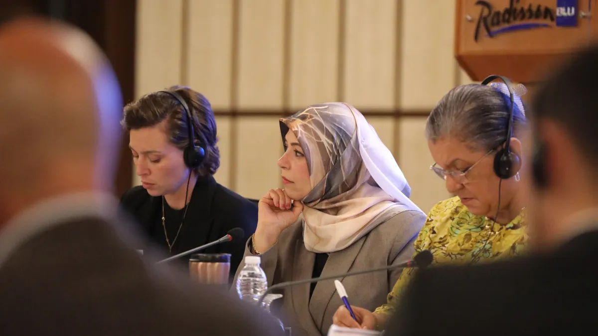 A view of a meeting of the Libyan Women's Caucus.