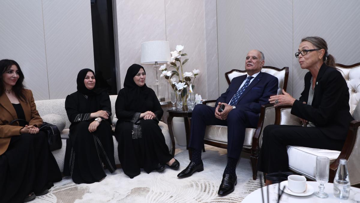  التقت نائبة الممثلة الخاصة للأمين العام والمنسقة المقيمة بالمستشار إبراهيم بوشناف، رئيس اللجنة الوطنية لمتابعة أوضاع السجون والسجناء