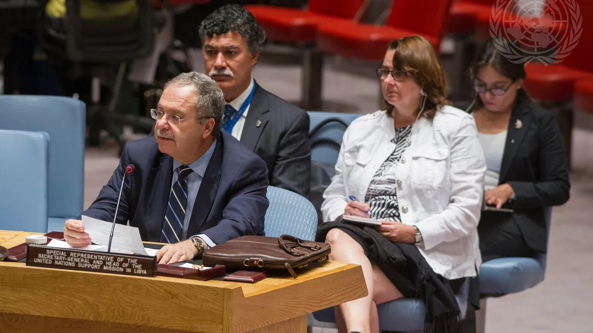 Tarek Mitri, Special Representative of the Secretary-General and Head of the UN Support Mission in Libya (UNSMIL), briefs the Security Council on the situation in Libya.