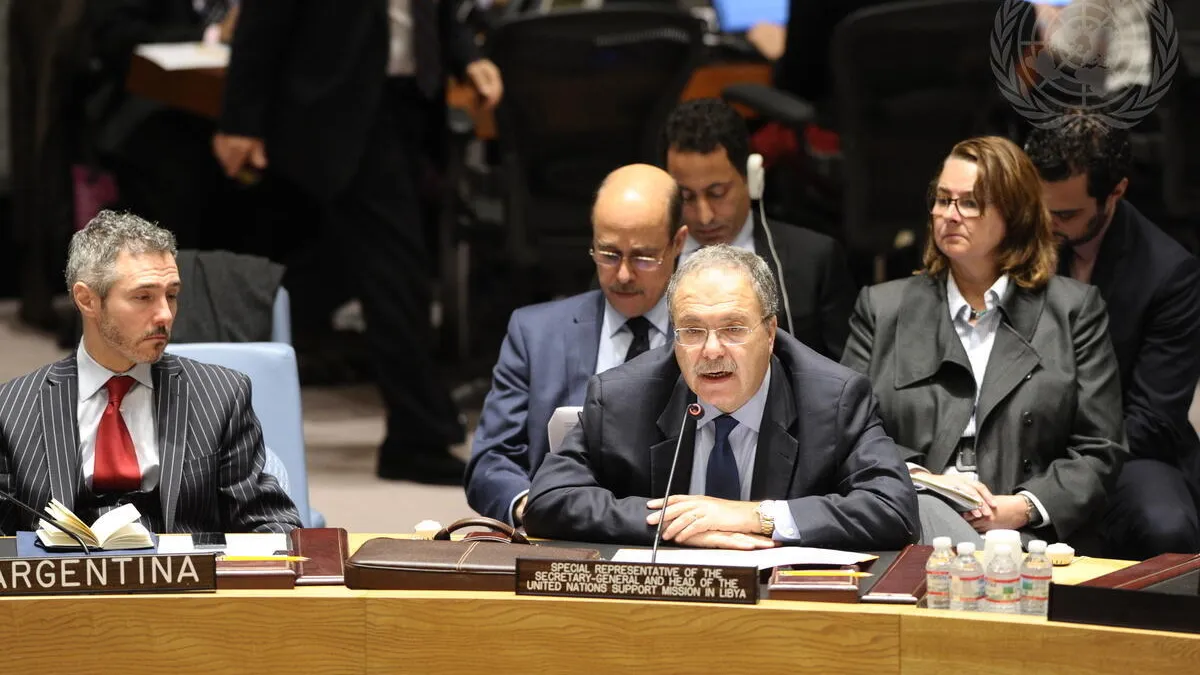 Tarek Mitri, Special Representative of the Secretary-General and Head of the UN Support Mission in Libya (UNSMIL), briefs the Security Council on the situation in Libya