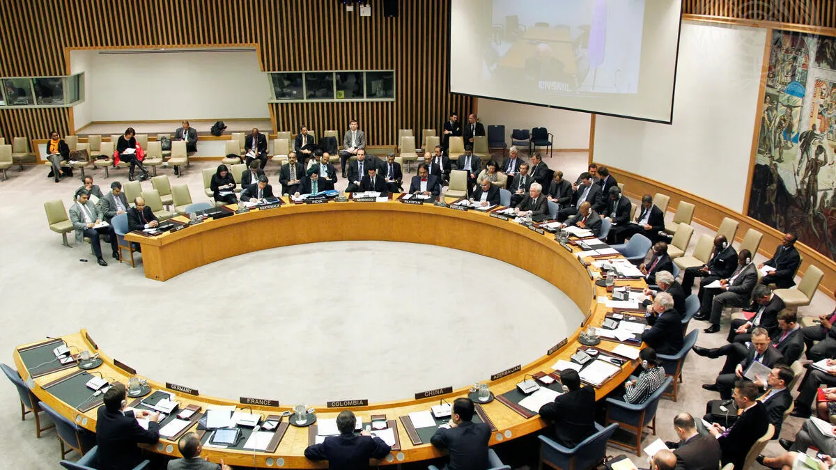 A wide view of the Security Council as it meets on the situation in Libya.