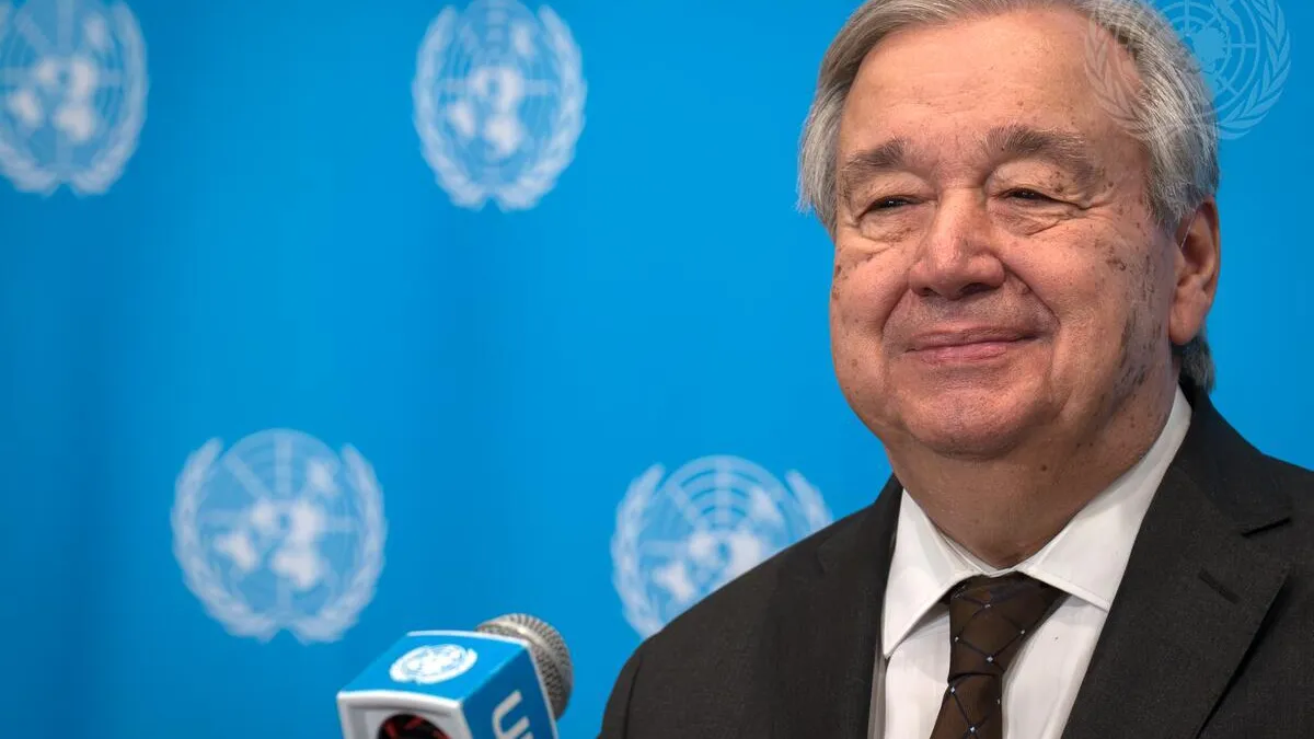 Archive photo of UN Secretary-General António Guterres Secretary-General briefs press