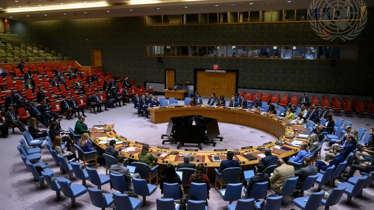 A wide view of the Security Council meeting on the situation in Libya.