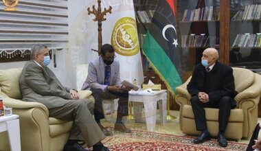 SE Kubis meeting with HoR Speaker Agila Salhe in al-Qubba - 30 March 2021