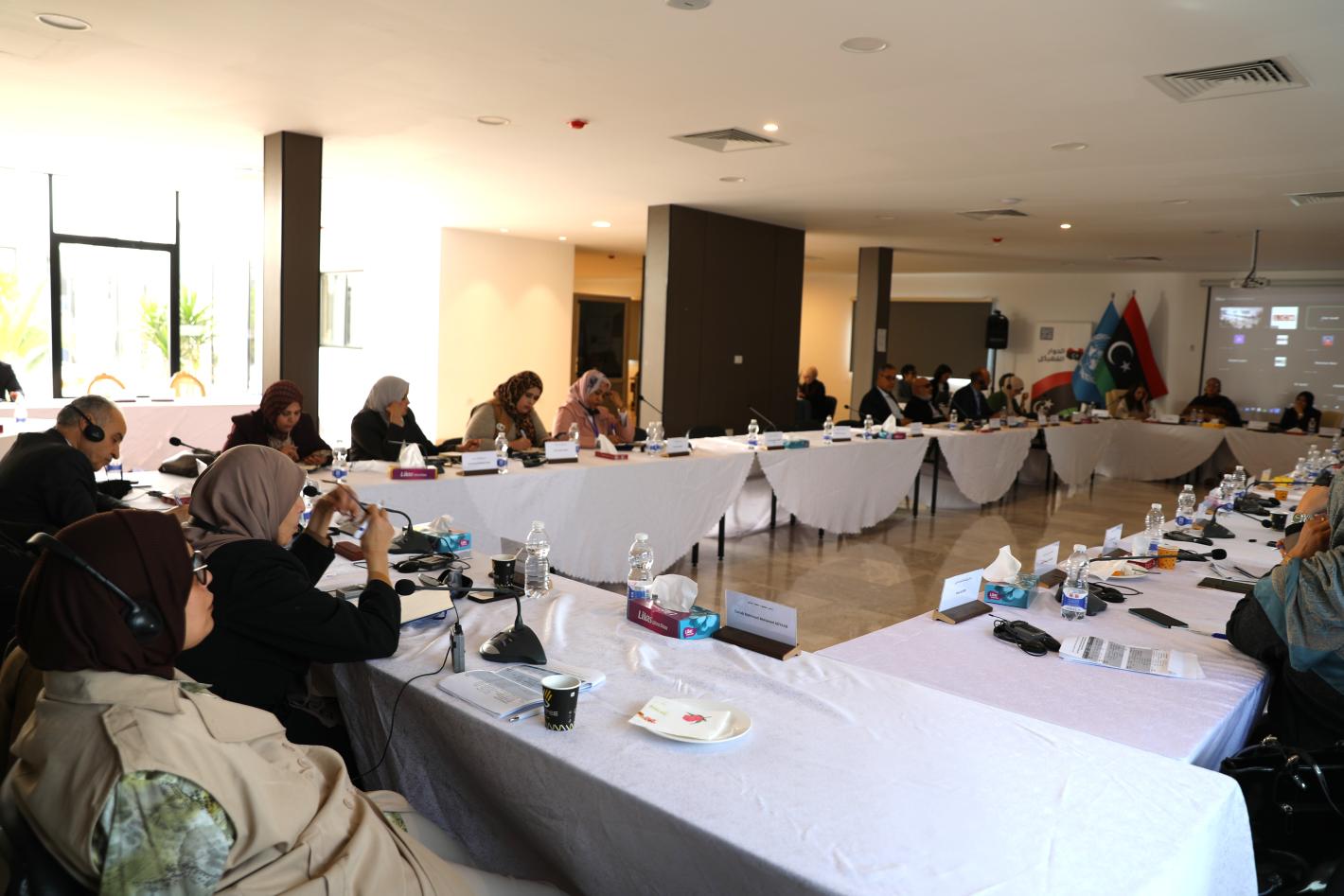 Members of the national reconciliation track of the structured dialogue in a meeting