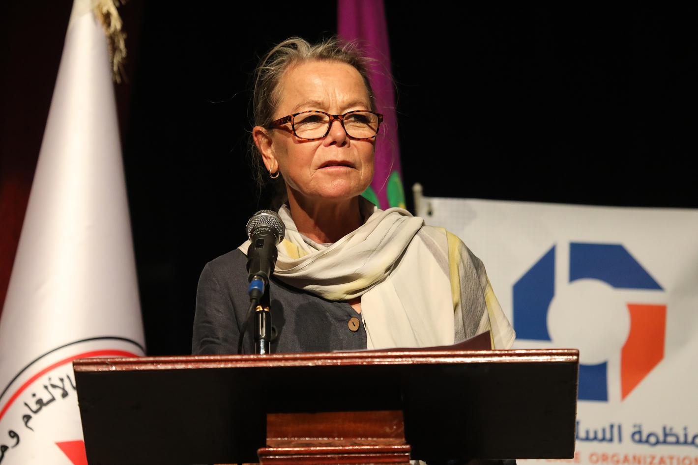 Deputy Special Representative of the Secretary-General and Resident Coordinator in Libya, Ulrika Richardson, giving her remarks