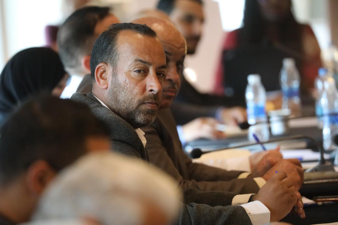 Members of the security track at a meeting in april