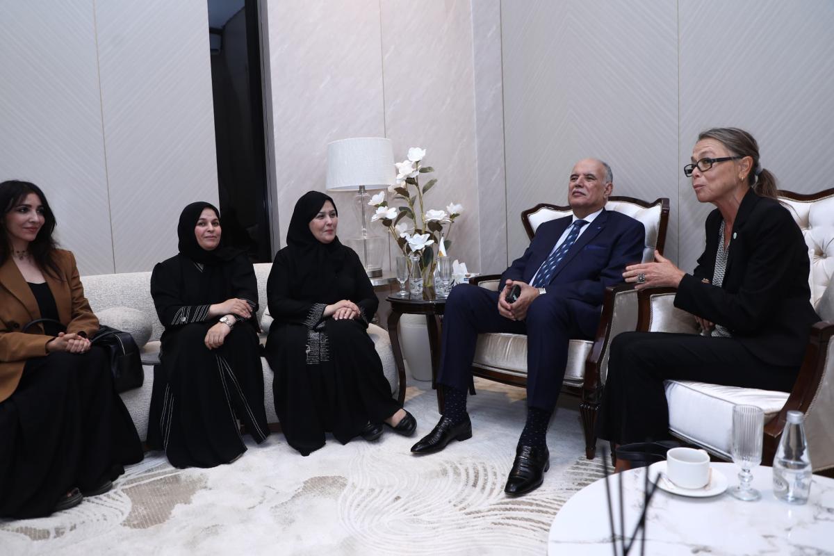  التقت نائبة الممثلة الخاصة للأمين العام والمنسقة المقيمة بالمستشار إبراهيم بوشناف، رئيس اللجنة الوطنية لمتابعة أوضاع السجون والسجناء